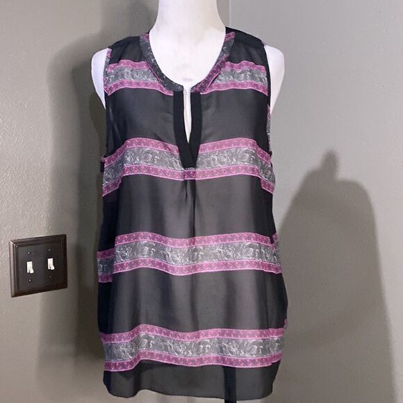 NWT American Eagle Sheer Sleeveless Striped Blouse - Picture 1 of 8